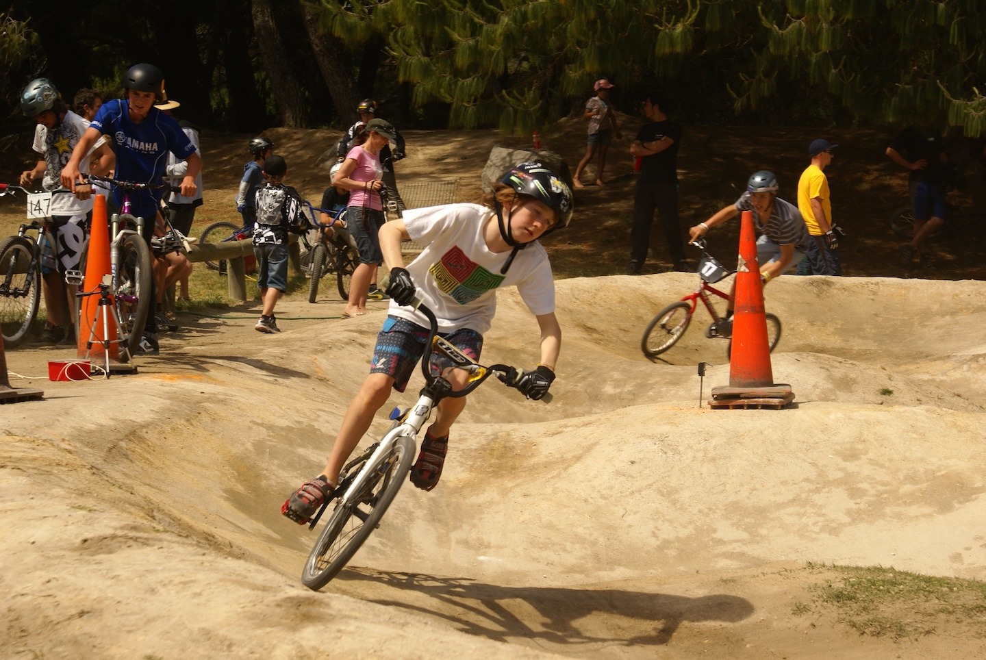 Crankworx King & Queen victory lap with Taupo's young biking community